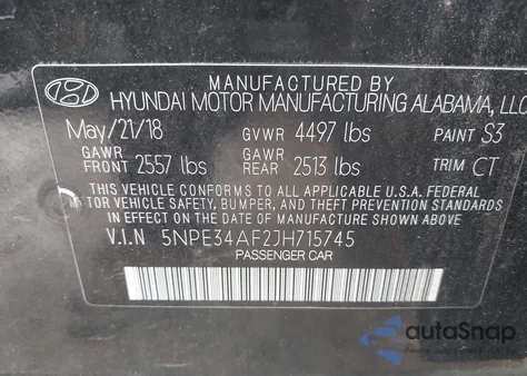 2018 Hyundai Sonata Sport+ from USA, damaged, VIN 5NPE34AF2JH715745